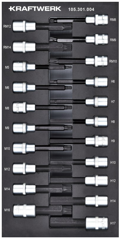 KRAFTWERK BASIC LINE EVA Schraubendreher-Steckschlüssel-Einlage 1/2", 200x400 mm, 21-teilig