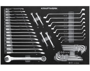 KRAFTWERK BASIC LINE EVA Ringgabel- und Doppelringschlüssel-Einlage, 600 x 400 mm, 46-teilig