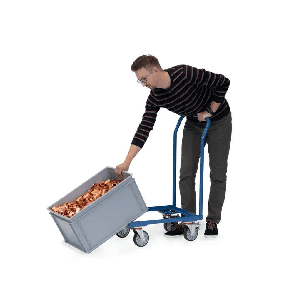 Eurokasten-Roller 250 kg, offener Rahmen, mit Rohrschiebebügel