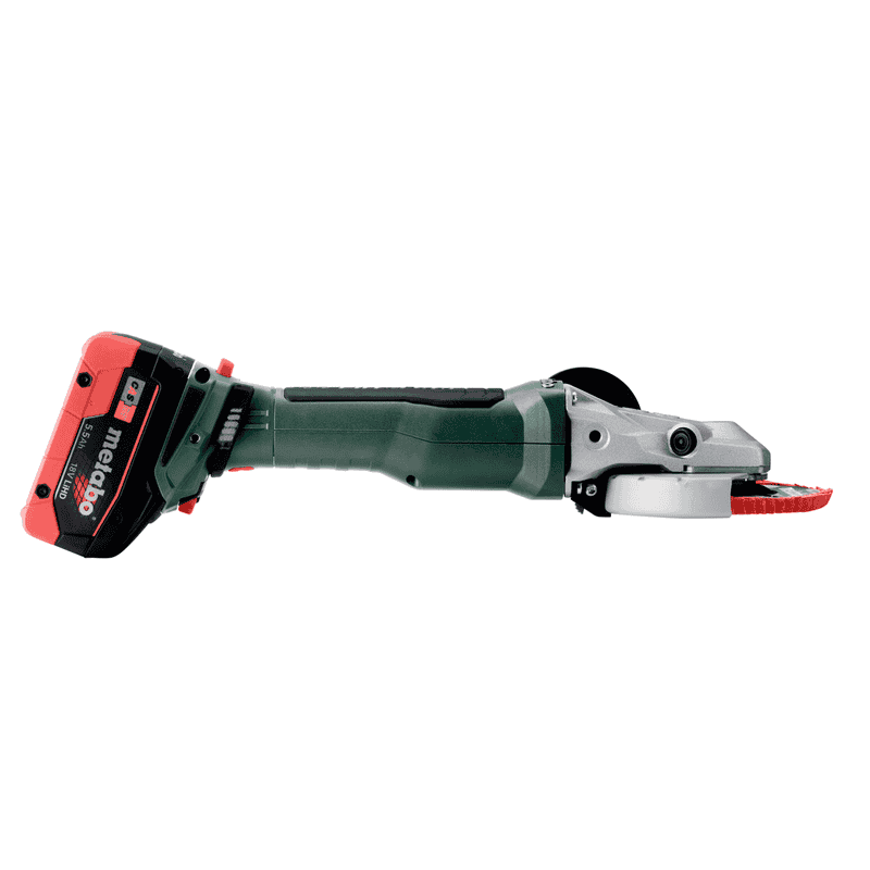 Metabo Akku-Flachkopf-Winkelschleifer WVBF 18 LT BL 11-125 Quick, 18 V (Solo) mit metaBOX 165 L