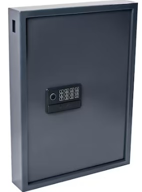 Boîte à clés Pavo pour 50 clés, gris foncé, 10 étiquettes incluses, avec serrure électrique