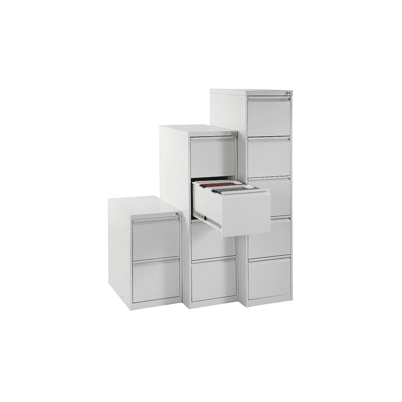 Armoire pour dossiers suspendus DIN A4 - verrouillable - avec plusieurs tiroirs, RAL 7035