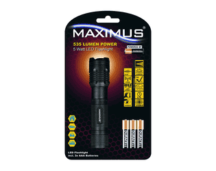 Steffen LED Taschenlampe MAXIMUS M-FL-008B-DU, 5 W, 530 lm, IP20, schwarz, inkl. 3 x AAA-Batterien
