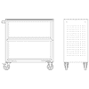KRAFTWERK Chariot de service BT900 avec tapis en caoutchouc, L x L x H 474 x 919 x 1000 mm