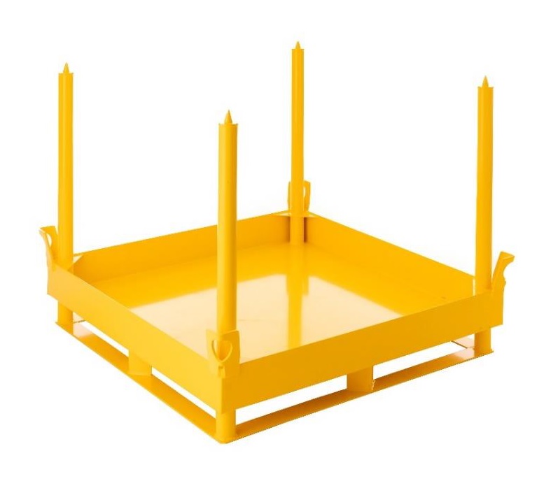 Stahlpalette für 4 x 200 L Fässer mit Atommüll, 1230 x 1230 x 1000 mm