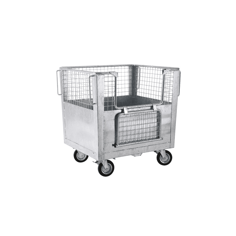 Conteneur grillagé-chariot, pour la collecte de déchets, 1270 x 1000 x 1230 mm, 1400 litres