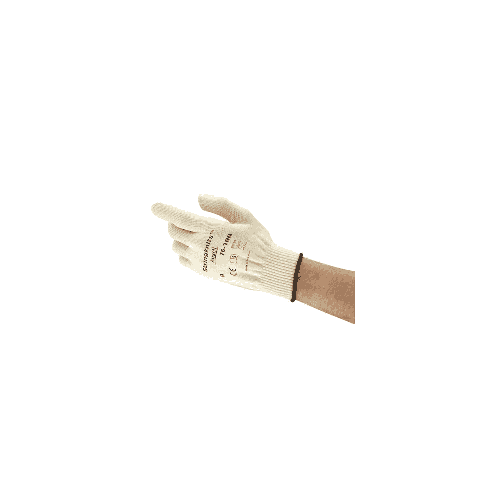 Gants en coton Ansell EDGE Stringknits 76-100, blancs, en 2 tailles