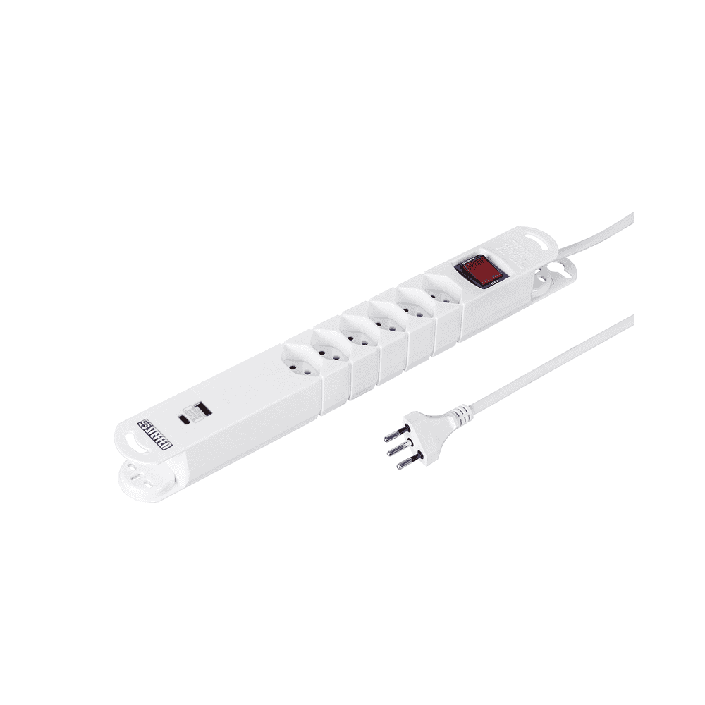 Steffen Steckdosenleiste VARIABL, 6 x T13 Steckdosen, 1 x USB-A, 1 x USB-C PD (18W), mit Schalter, 3 m Kabel, in 2 Farben