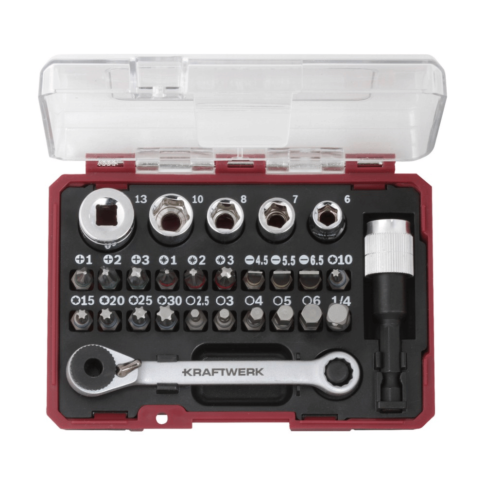 KRAFTWERK Bit-Box mit Mini-Ratschenschlüssel und S2-Stahl-Bits