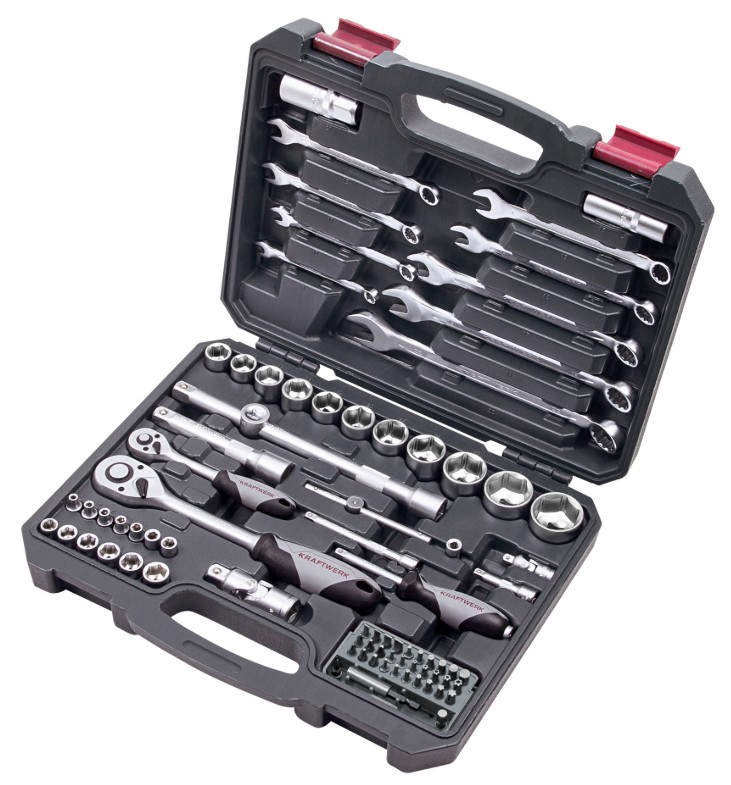 KRAFTWERK Steckschlüssel-Satz, BASIC-LINE, inkl. Werkzeug, 1/4"+1/2", 80-teilig