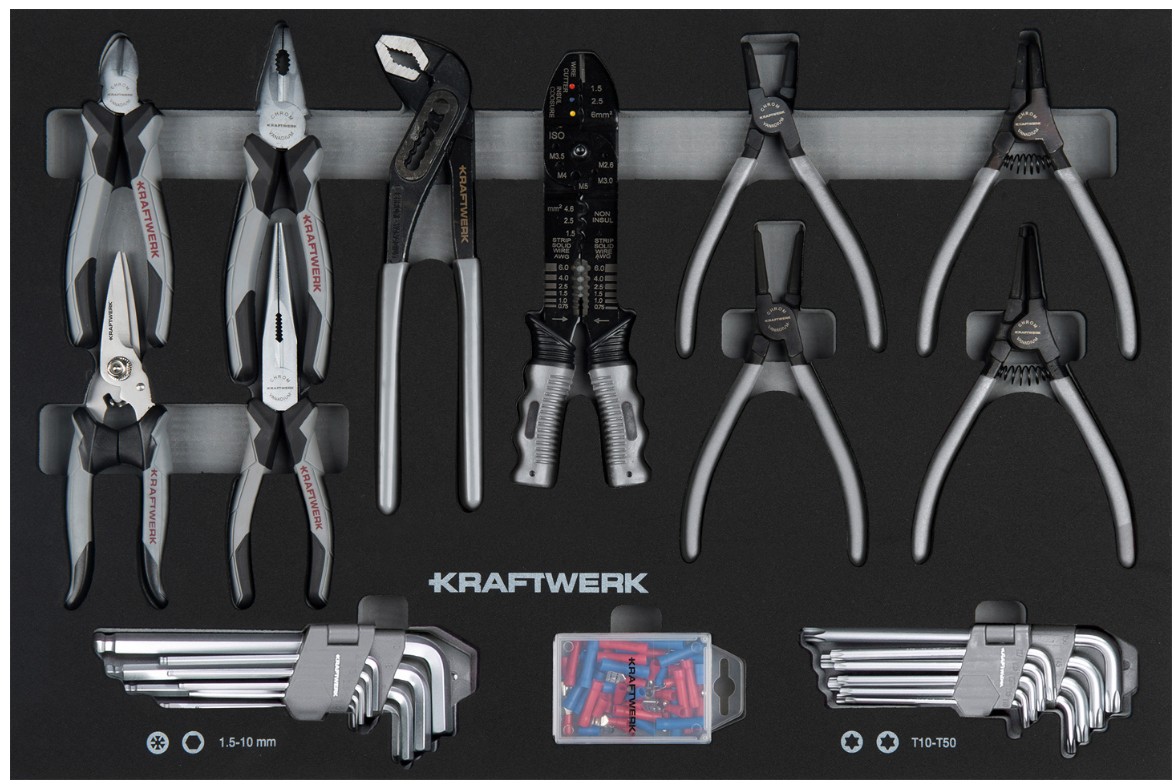 KRAFTWERK BT700 Werkstattwagen, 5 Schubladen, BASIC, inkl. Werkzeug, 173-tlg.