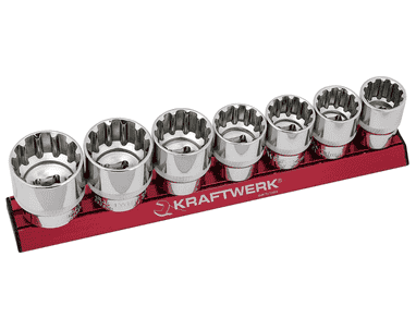 KRAFTWERK PRO LINE COMBI-Stecknuss-Satz MAGALU 1/2", 7-teilig, magnetische Aluminiumschiene