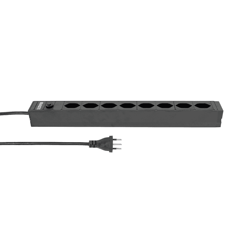 Steffen Steckdosenleiste ALU MODULAR PDU, 8 x T13, 10 A, IP20, 3 m Kabel, mit Überstromschutz, diverse Farben