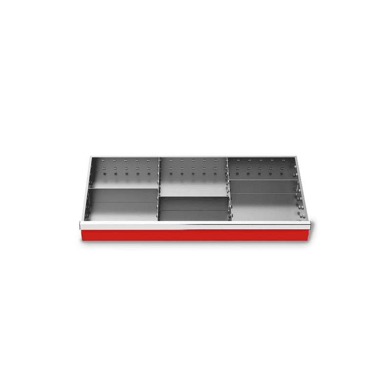 Metalleinteilung 5-teilig, R 36-16, Schubladennutzmass 900 x 400 mm, in 4 Blendenhöhen