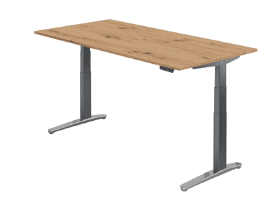 Table haute ergonomique Lausanne avec interrupteur à mémoire, réglable en hauteur électriquement, en divers modèles