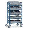 Eurokastenwagen, 935 x 666 x 1686 mm, Tragkraft 300 kg, mit Kästen