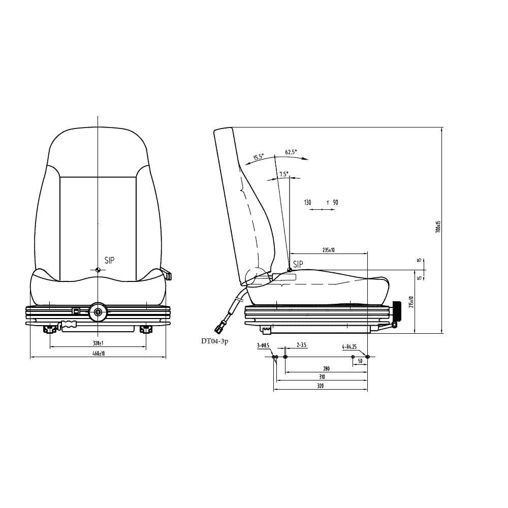 UnitedSeats MGV25/C5, siège ergonomique pour chariots élévateurs et petits véhicules