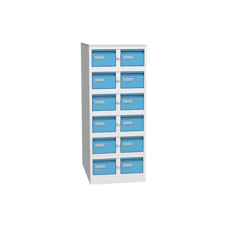 Karteischrank - abschliessbar - grau-blau, RAL 7035 / RAL 5012 für Formate DIN A5 und A6