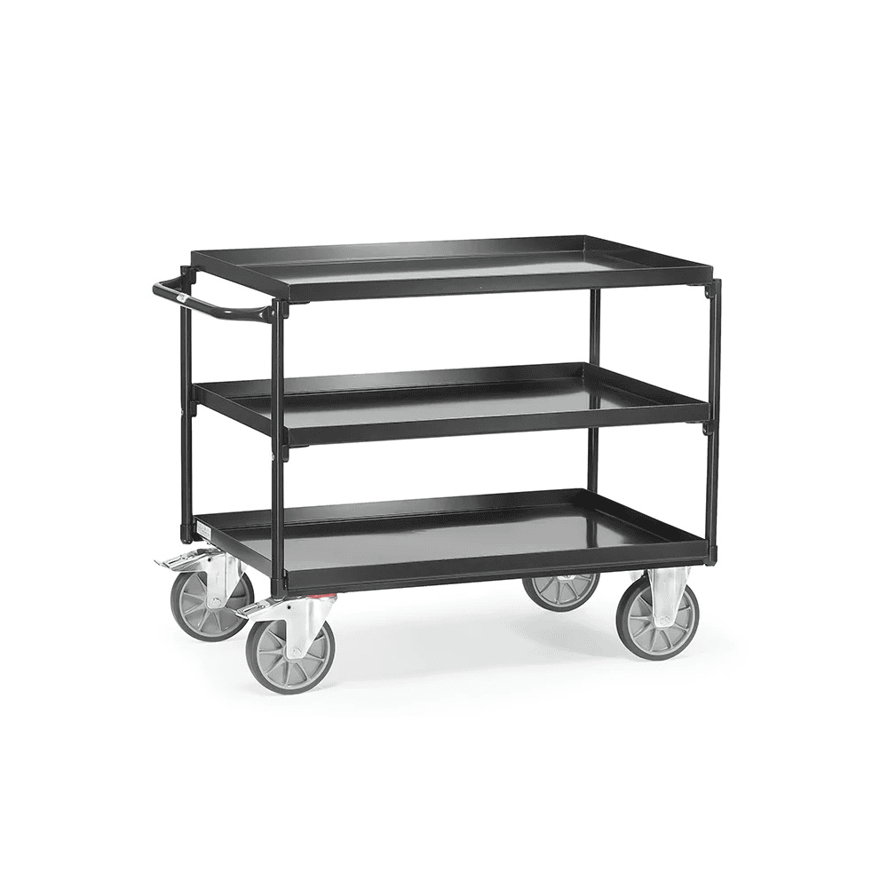 Tischwagen mit Wannen "GREY EDITION", mit 3 Böden aus Blechwannen