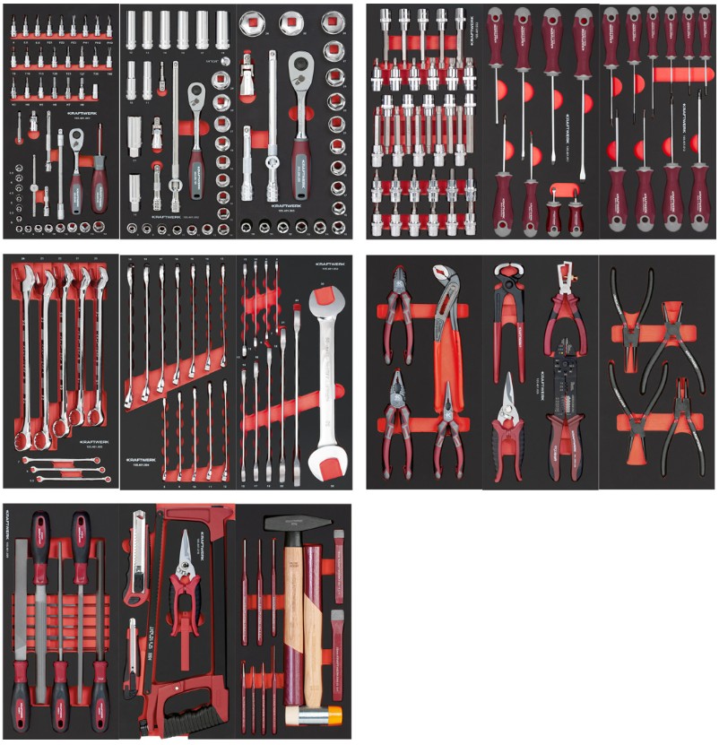 KRAFTWERK Werkstattwagen BT700 8 Schubladen, inkl. Werkzeug, 236-teilig, BxTxH 719 x 474 x 1000 mm