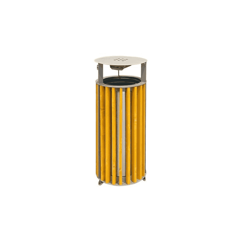 Collecteur de déchets extérieur avec revêtement en lattes de bois, 50 litres, en 2 versions