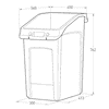 Poubelle Slim Jim sous le comptoir, gris, capacité 87 litres, 560 x 400 x 762 mm