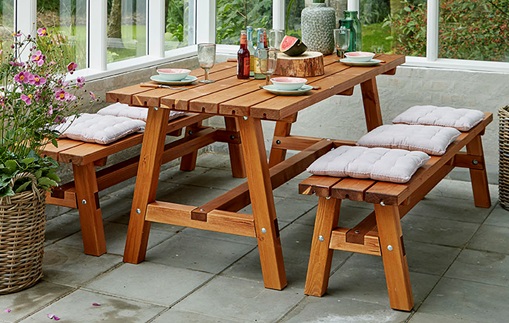 Country table de jardin, trois couleurs, 1770 x 750 x 720 mm