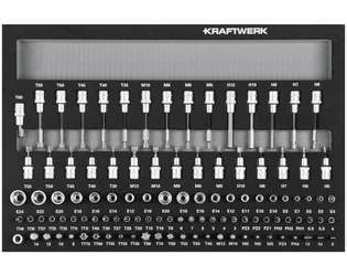KRAFTWERK BASIC LINE EVA Steckschlüssel-Einlage 1/4" + 3/8" + 1/2", 600 x 400 mm, 107-teilig