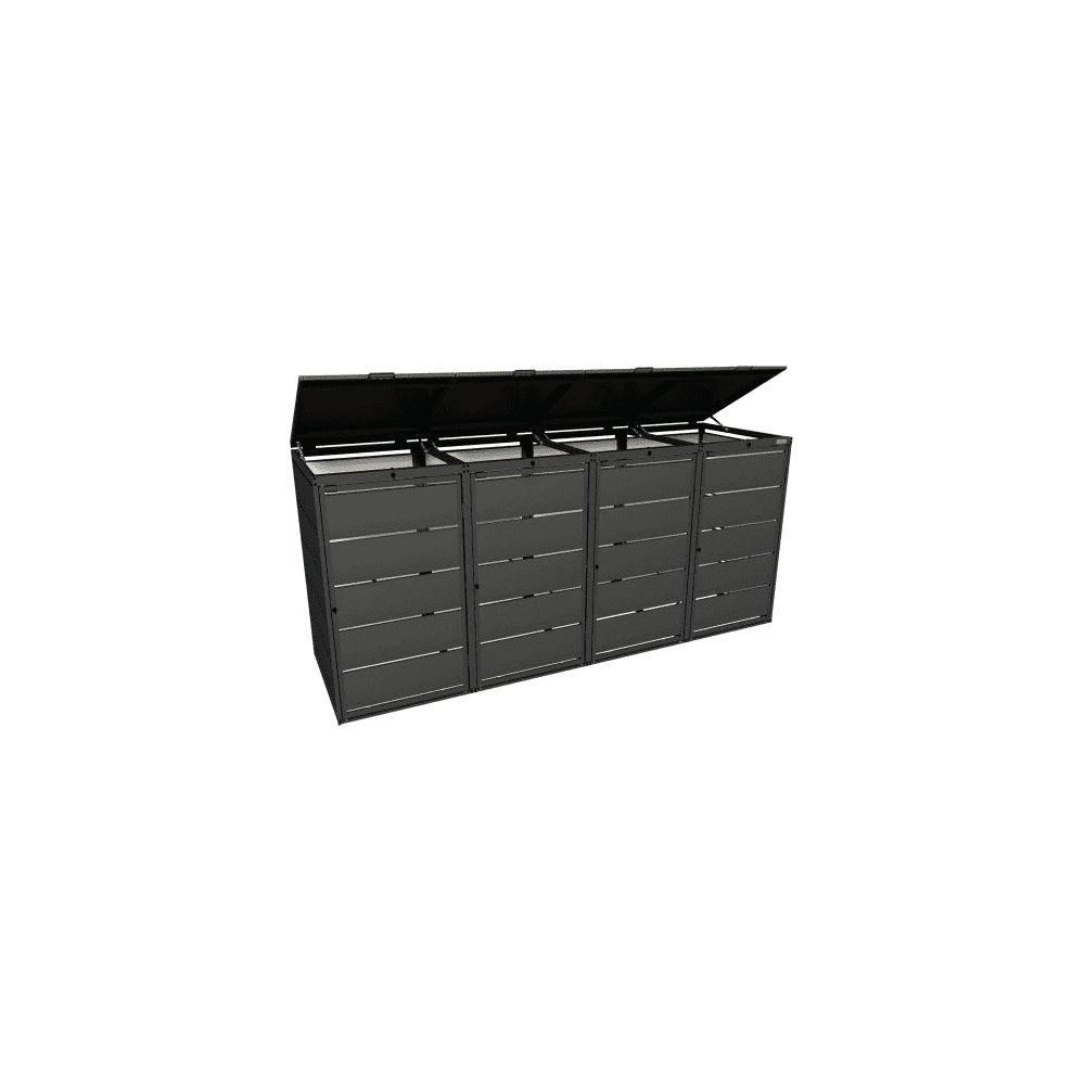 Abri pour poubelles de 240 litres, en acier galvanisé, RAL 7016, disponible en plusieurs modèles