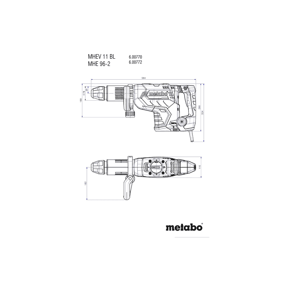 Metabo Meisselhammer MHEV 11 BL, 1500 Watt, im Koffer
