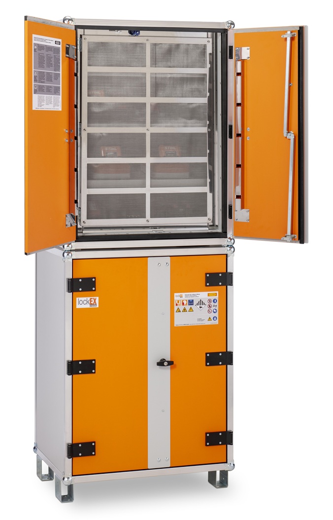 Cemo Akku-Lagerschrank 8/20 LockEX 2.0, mit Füssen, zur Lagerung von Lithium-Batterien, 800 x 660 x 2130 mm