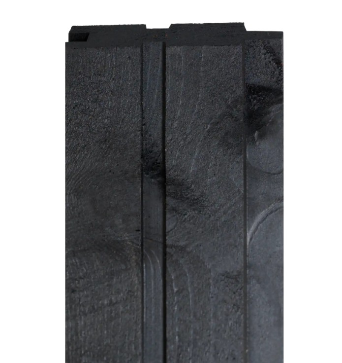 PLUS Noor Zaun aus Holz, Schwarz RAL 9005, LxBxH 1500 x 35/68 x 1780 mm