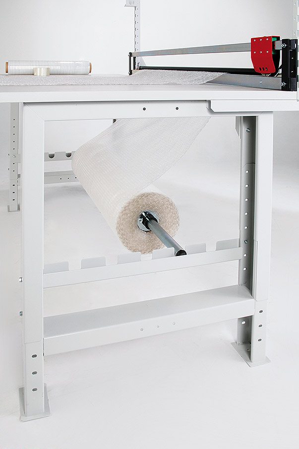Table d'emballage avec 2 supports de rouleaux et cutter