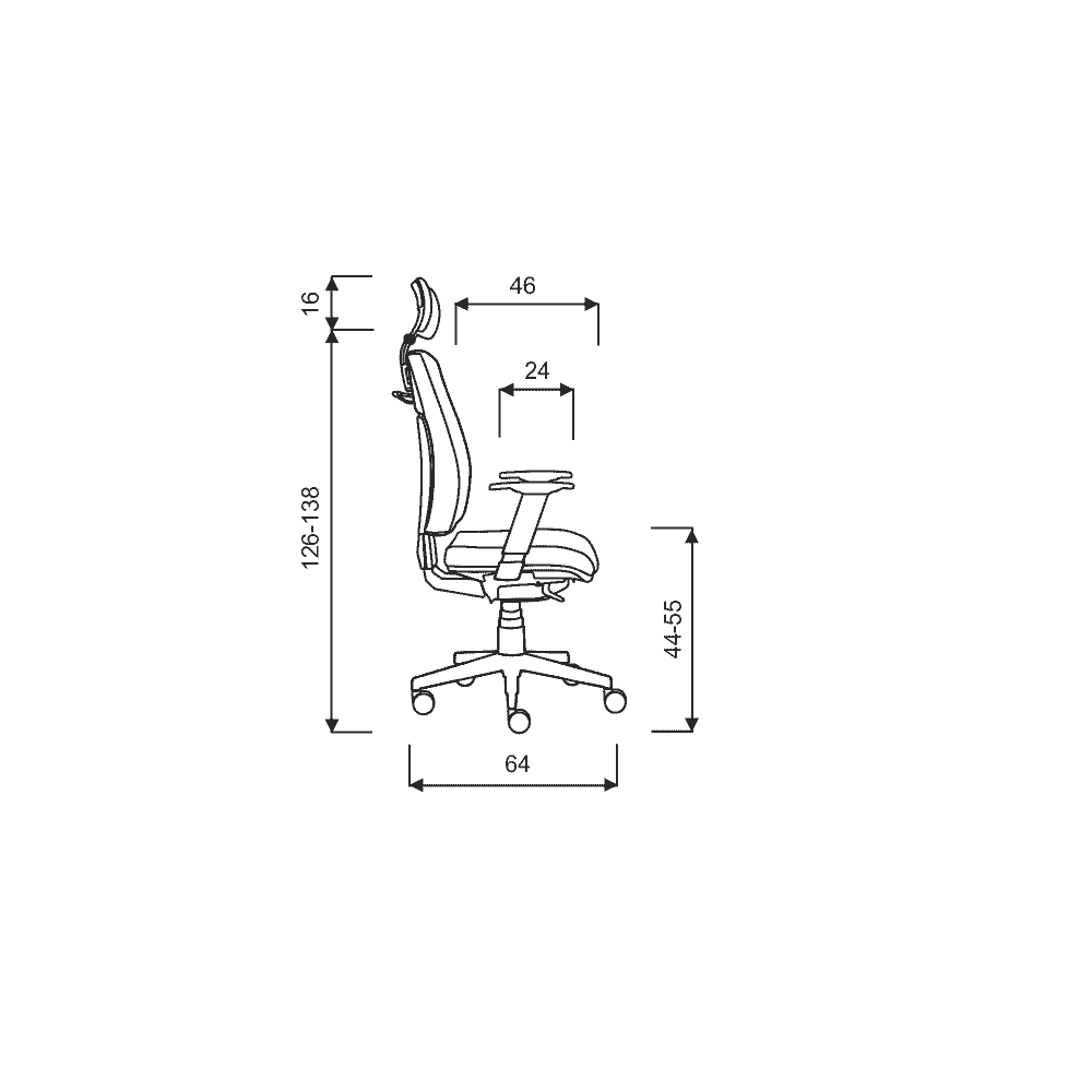 Bürodrehstuhl Lilie mit Netzrücken, stufenlos höhenverstellbar, 500 x 450 mm