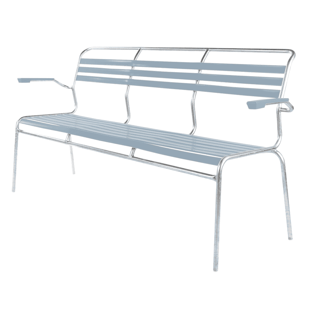 Schaffner SÄNTIS banc avec lattes, structure en tube d'acier galvanisé à chaud, disponible en plusieurs versions