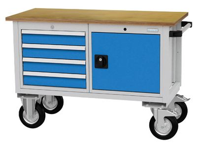 Bedrunka+Hirth Mobile Werkbank mit 4 Schubladen und 1 Flügeltüre, R 18-24, BxTxH 1200 x 540 x 820 mm