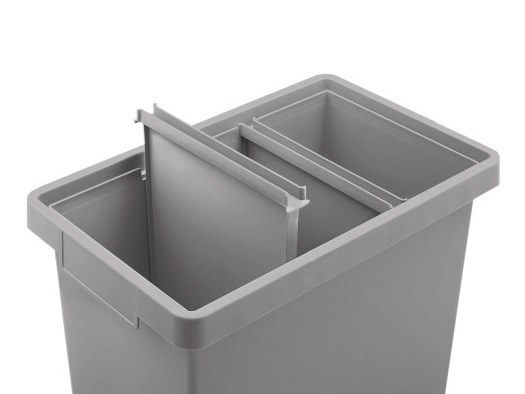 Poubelle plastique trois compartiments 40 l, pour le tri des déchets