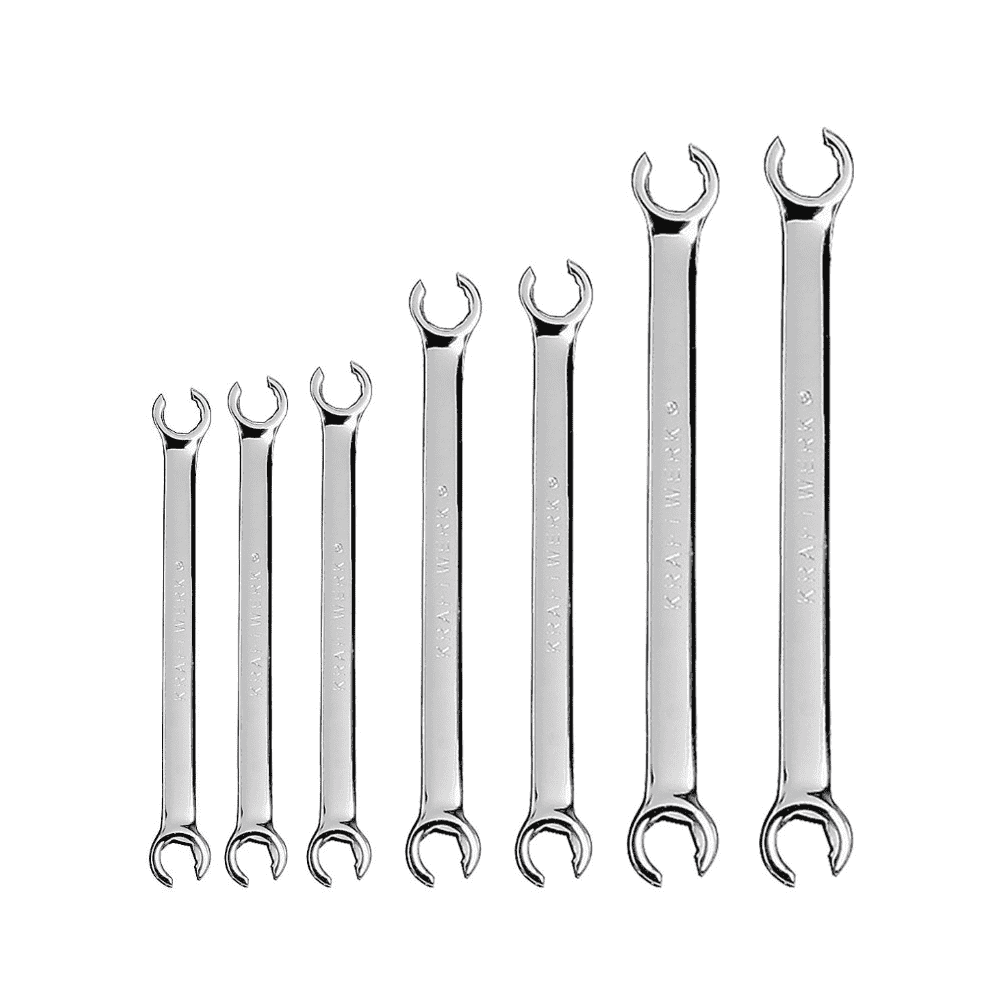 KRAFTWERK PRO LINE offener Doppelringschlüssel-Satz, 7-teilig, Flare-Nut Schlüssel