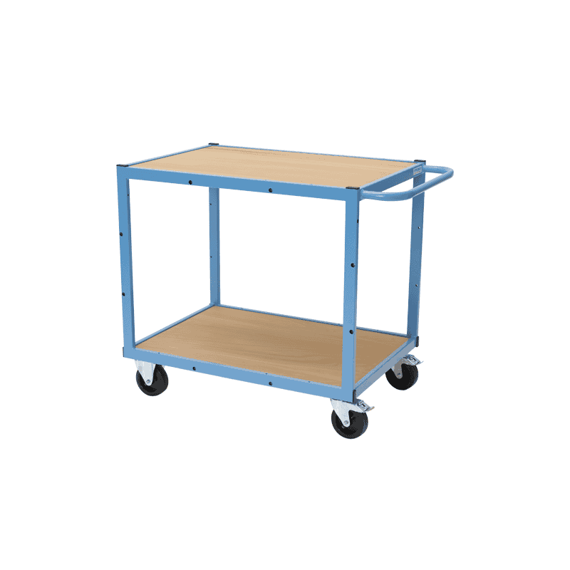 Bedrunka+Hirth Chariot de transport avec 2 x tablettes en bois, capacité de charge 300 kg, 900 x 620 x 860 mm