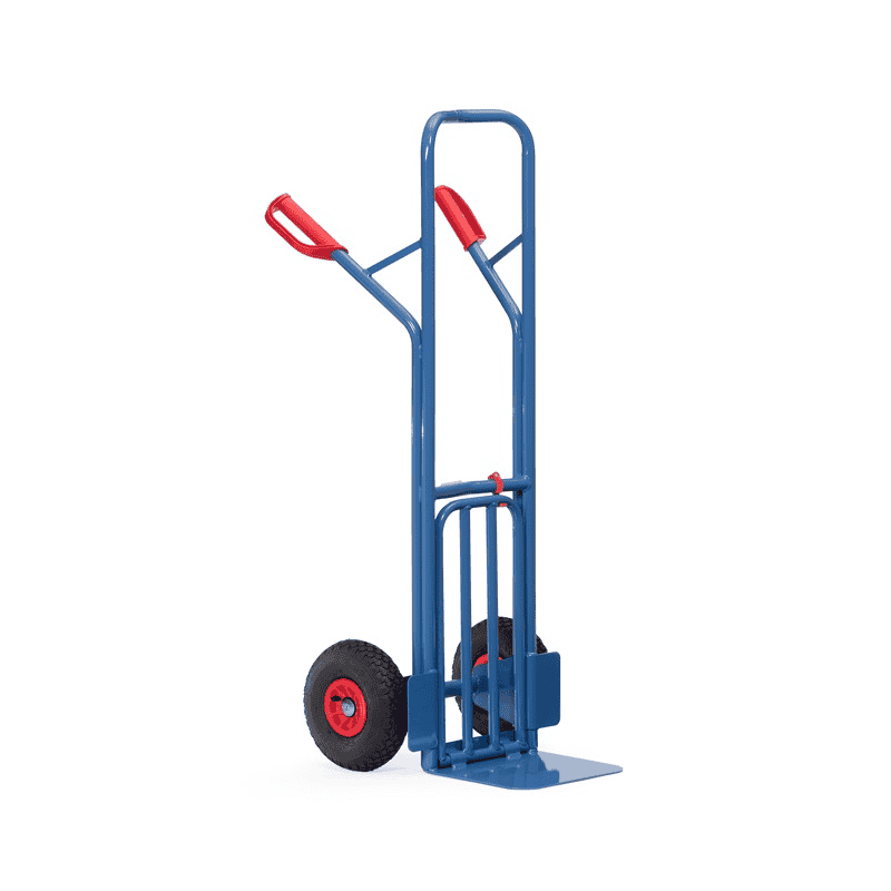 Fetra Diable pour colis 300 kg de capacité de charge, hauteur 1300 mm, pelle en tôle d'acier et pliable