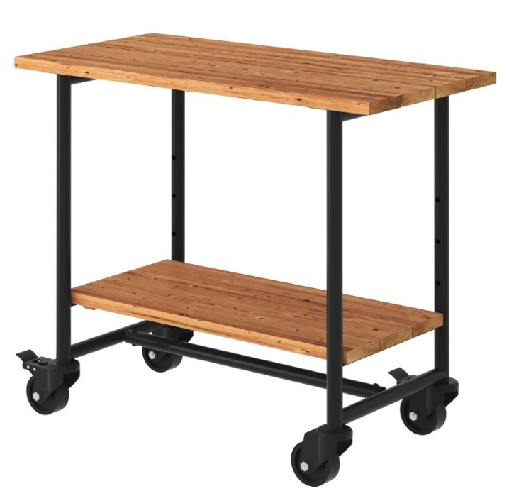 PLUS Table de barbecue et jardinière Urban Picnic avec étagère, en ThermoWood®, structure noire