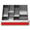 Metalleinteilung Set 9-teilig, R 18-16, Schubladennutzmass 450 x 400 mm, in 4 Blendenhöhen