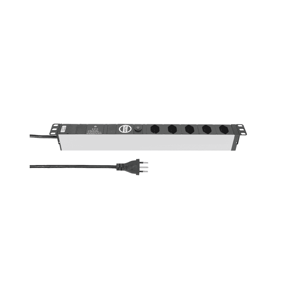 Steffen Steckdosenleiste ALU MODULAR SILVER, 5 x T13, 10 A, IP20, 3 m Kabel, mit Filter und Überspannungsschutz, silber/schwarz