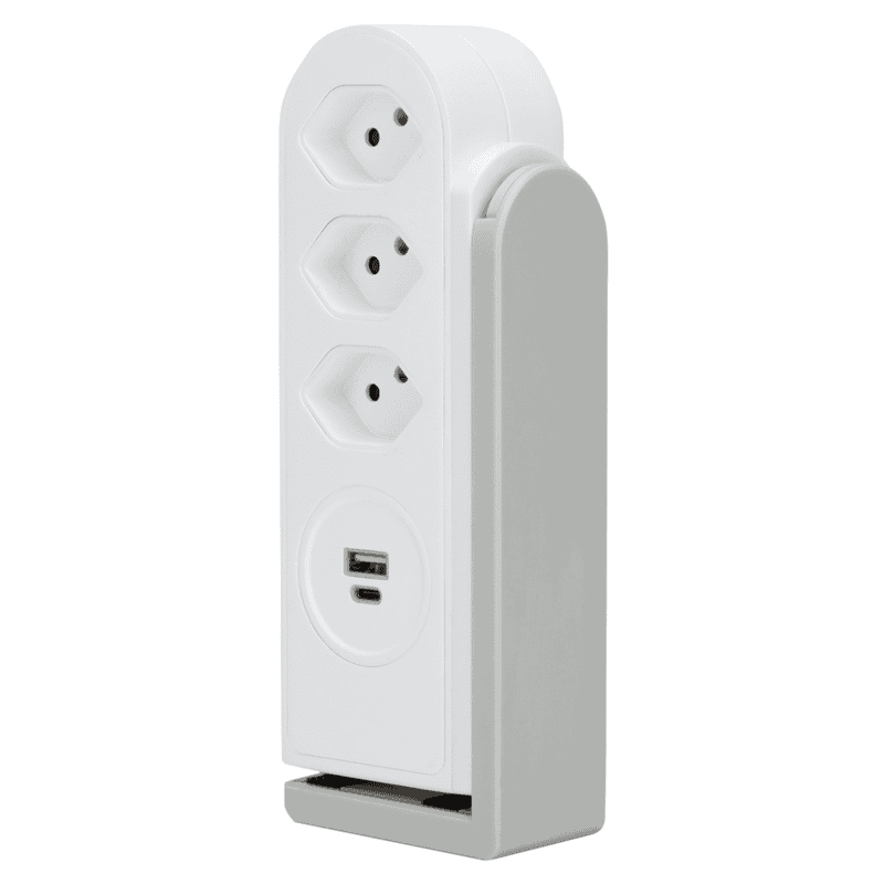 Steffen Steckdosenleiste CLAMP, 3 x T13, USB-A, USB-C, Kabel 1.5 m, weiss