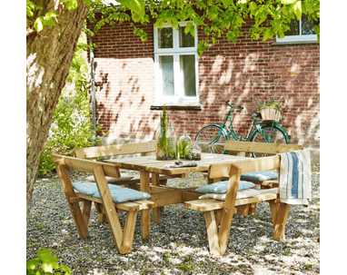PLUS Kombi-Gartenmöbel, druckimprägniert, 4-eckig, 2370 x 2370 x 720 / 840 mm