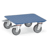 Fetra Kisten-Transportroller, blau, mit Tränenblech-Plattform, 500 x 500 x 185 mm