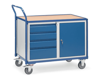 Servante d'atelier avec 1 armoire verrouillable et 4 tiroirs