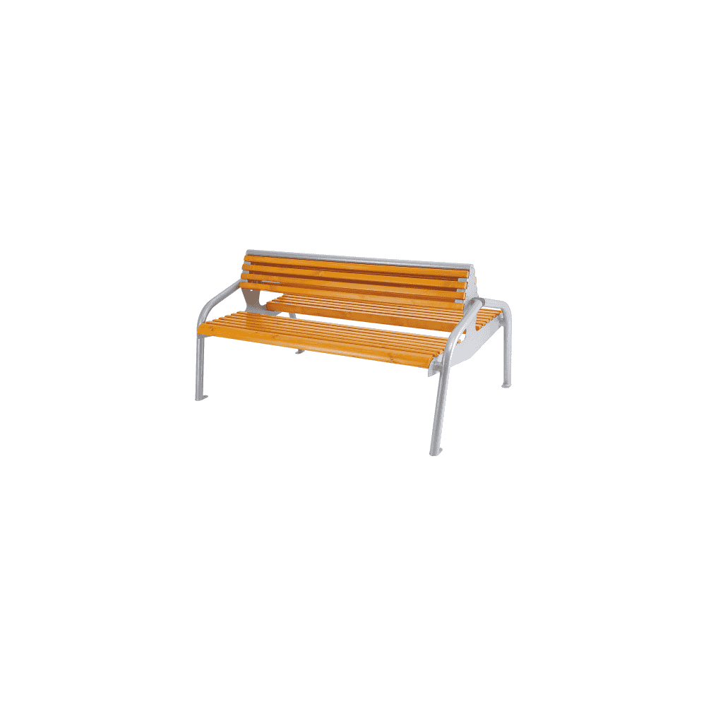 Banc double en bois et acier galvanisé à chaud 
