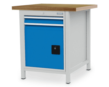 Bedrunka+Hirth Kastenwerkbank mit 2 Schubladen und 1 Flügeltüre, R 18-24, BxT 810 x 750 mm