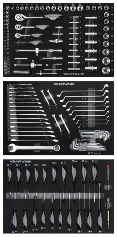 KRAFTWERK BASIC LINE Werkstattwagen BT700, 5 Schubladen, inkl. Werkzeug, 154-teilig, BxTxH 719 x 474 x 1000 mm